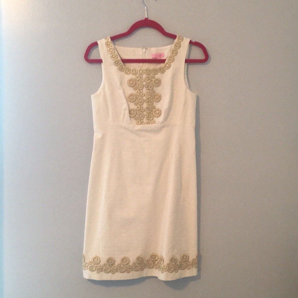 White Lilly Pulitzer Dress with Gold Accents